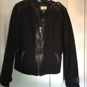Black Neiman Marcus leather/rayon jacket